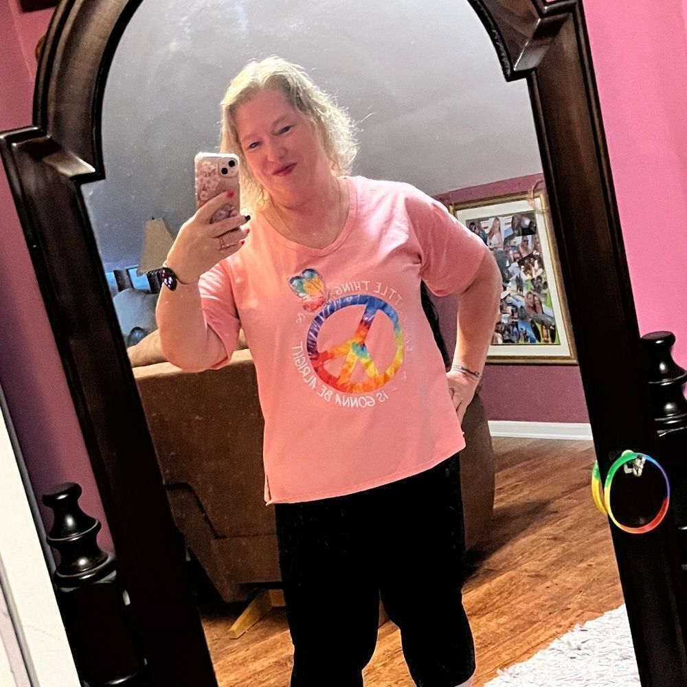 ChicYea XL Coral Top T-Shirt "EVERY LITTLE THING IS GONNA BE ALRIGHT"